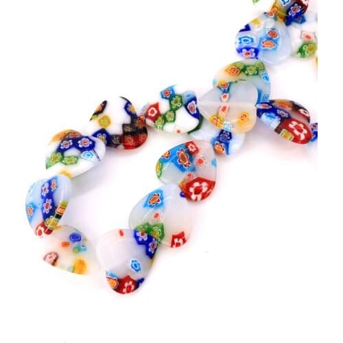 50pcs Hot-sale Heart Shape Glazed Glass Beads Lampwork Loose Spacer Beads DIY Bracelet Necklace Beads for Jewelry Making 20*20mm