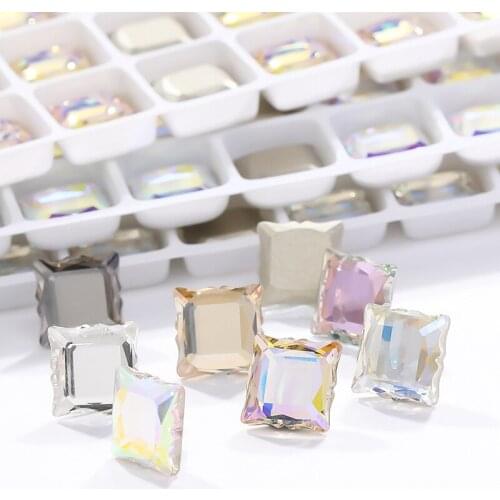 Swarovsky 72Pcs 8mm Square Magic Mirror Glass Strass Flatback Stone Nail Art Rhinestone For Glue Nail Accessories Jewelry Making