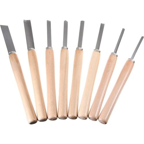 8Pcs High Carbon Steel Wood Carving Chisels Knife Wood Turning Lathe Tools Chisel Gouge Woodworking Set DIY Wood Craft Tool