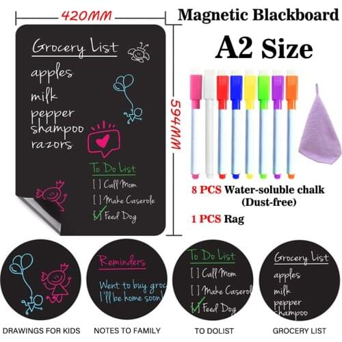 A2 Size Soft Small Blackboard Magnetic Chalkboard Message Table Black Presentation Poster Boards Dust Free Chalk Board