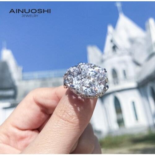 AINUOSHI 925 Sterling Silver Cushion Cut 13x13mm SONA Diamond Engagement Rings For Women Unique luxury Rings