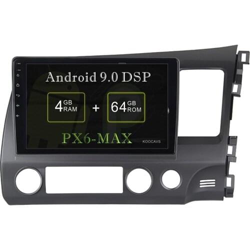 KOOCAVS 10.2" IPS Android 9.0 Car GPS Radio Player for Honda Civic RHD 2007-2011 right with 4GB+64GB Stereo Multimedia Headunit