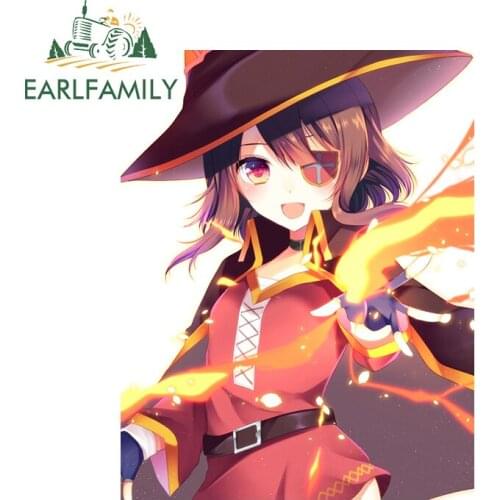 EARLFAMILY 13cm x 10.2cm For Megumin Refrigerator Car Stickers Windshield Decal Car Styling Waterproof Occlusion Scratch