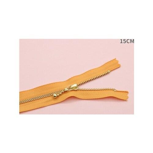 Free shipping 10pcs/lot Orange 15cm gold teeth zipper metal zipper water head diy craft bag zipper closed end zipper