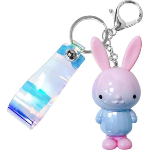 Cute Rabbit Keychain Creative 6 Gradual Change Color Key Chain for Women Bag Charm Trinket Men Car Key Ring Jewelry Wholesale