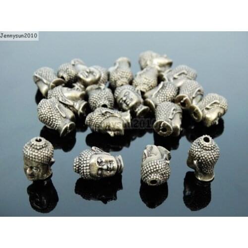 Solid Metal Vintage Antique Bronze Buddha Head Bracelet Connector Charm Beads 50Pcs/Pack