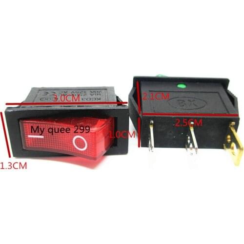 5pcs KCD3 Cooker Electric Frying Pans Rocker Switch with Light ON-OFF Three Feet Small Switch with Red Light 15A 250V (20A 125V)