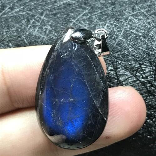 Necklace Pendant Blue Light Labradorite Jewelry For Woman Man Silver Water Drop Beads Crystal Natural Moonstone Gemstone AAAAA