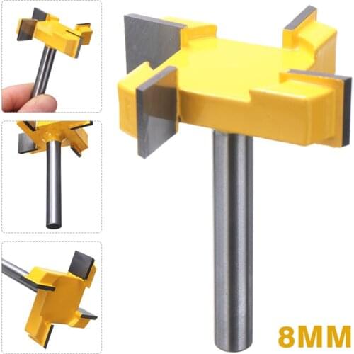 8mm Shank CNC Router Bit Cutter Carbide Tipped Top Surface Spoilboard Milling Cutter 4 Flutes T-Slot For Woodworking Trimming