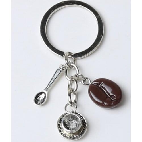 Coffee Beans Drop Keychain Coffee Cup Key Rin DIY Handmade Korean Fashion Creative Unique Coffee Keychain Jewelry Gift