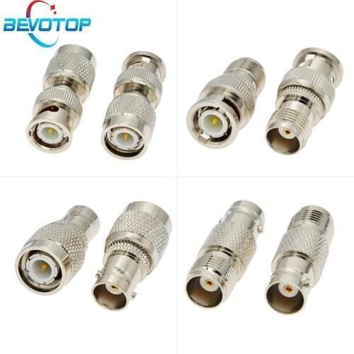 2pcs BNC To TNC Connector 4 Types Male to Female & Female to Male Nickel Plated Brass Straight Coaxial RF Adapters