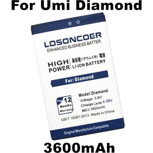 LOSONCOER 3600mAh For Umi Diamond X Battey For Umi Diamond Battery High quality battery + tracking number