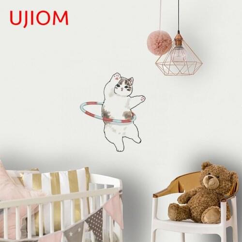 UJIOM Cute Mofu Sand Cat Wall Stickers Home Decoration Living Room Decor Decals Waterproof Bathroom Kitchen Decor Poster