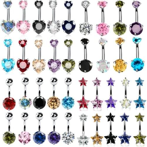 1PC Fashion Piercing Ombligo Medical Stainless Steel Belly Button Rings Heart Star Navel Rings Women Body Jewelry Piercing