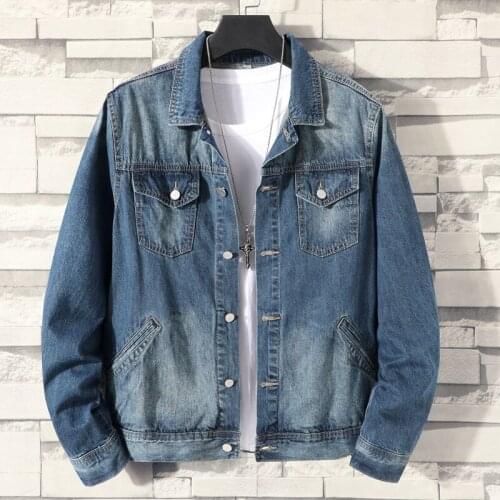 New 2021 Cotton Denim Jacket Men Casual Solid Color Jeans Jacket Men Autumn Slim Fit Quality Mens Jackets