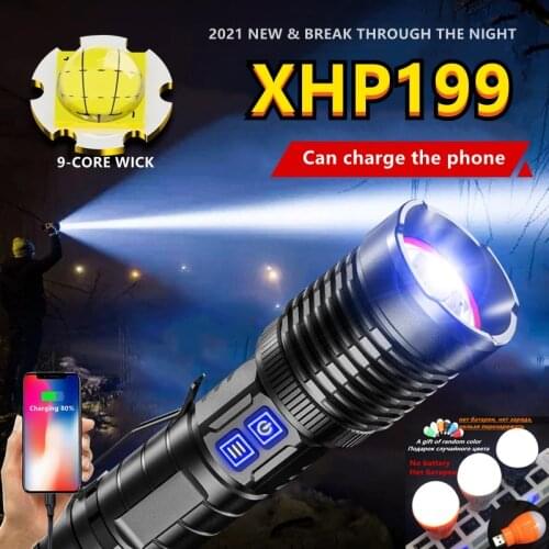 NEW 90000LM Most Powerful Led Flashlight 26650 18650 XHP199 High Power Torch Light XHP50 Rechargeable Tactical Usb Camping Lamp