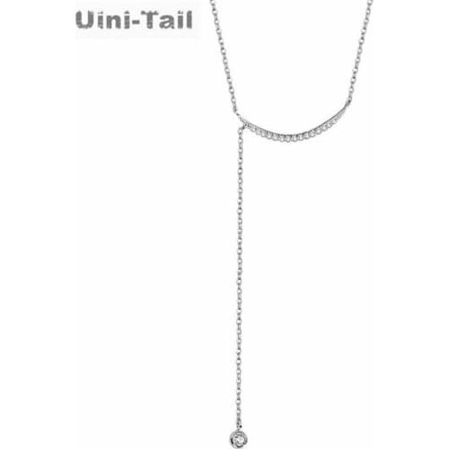 Uini Tail Hot New 925 Sterling Silver Moon Micro-inlaid Necklace Fashion Trendy Flowing Feeling Sweet High Quality Girl Jewelry