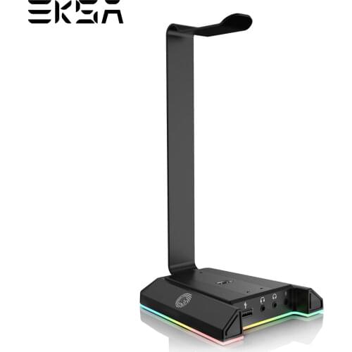 EKSA W1 Gaming Headset stand with 7.1 Surround/2 USB and 3.5mm Ports RGB Headphones Holder for Gamer Gaming PC Accessories Desk