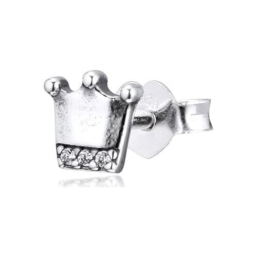 Signature ME My Crown Single Stud Earrings 100% 925 Sterling-Silver-Jewelry Free Shipping