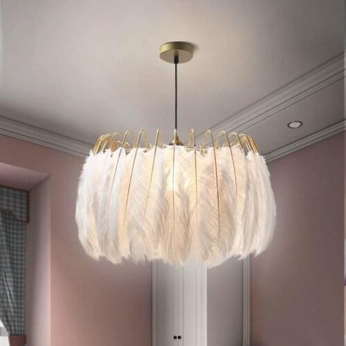 Modern Feather Pendant Lamps Nordic LED Hanging Light Fixtures for Living Room Decor Bedroom Lamp Iron Art Luminaire Table Light