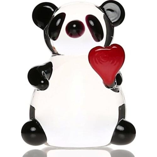 Modern 1200 Degree Heart Panda Glass Figurine trinket baratija حلية орнаментальный