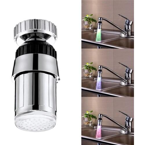 LED Aerators Water Faucet Tap Heads 360 Degree Adjustable Kitchen Temperature Sensor 3 Colors Changing RGB Glow Bathroom Nozzle