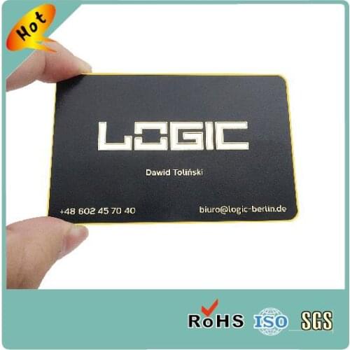 Etching with full gold color logo matte black business metal cards