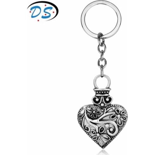 TV Series Jewelry The Vampire Diaries Keychain Caroline Vervain Locket Heart Pendant Keyring for Bags Car Key Holder