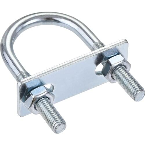 Uxcell Round U-Bolt 1.38"(35mm) Inner Width 75mm Length Steel M8 with Nut, Plate 1 Set