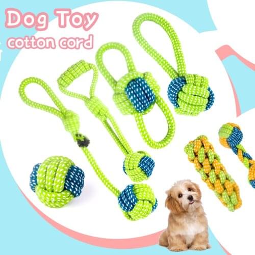Dog Rope Toy for Pet Cat Interactive Chewing Ropes Ball Toys Knot Rope Tugs Natural Cotton Washable Durable Tugs Grinding Teeth