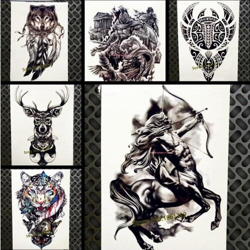 Western Mythology Style Temporary Tattoo For Men Women 21x15cm Centaur Sagittarius Tatoo Body Art Waterproof Fake Tattoo Sticker