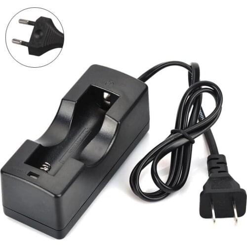 US EU Plug Single Slot 18650 Battery Charger 100-240V 1A Durable 18650 Charger w/ Cable for Protected 18650 Li-ion Batteries