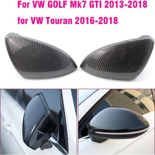 Rearview Mirror Cover Cap Carbon Fiber / Black for VW Golf VII MK7 GTI 2014 2015 2016 2017 2018 Touran