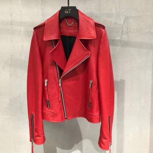 Real leather jacket women colorful motorcycle 2020 brand design genuine sheepskin leather coats and jackets female overcoat