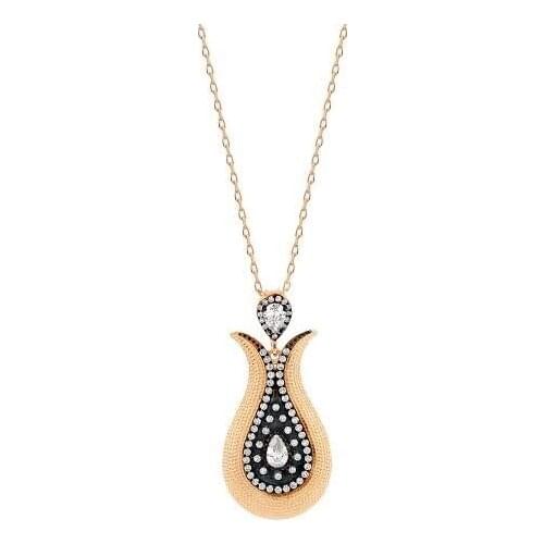 Tulip Pattern Zircon Cubic Zirconia Rose Lady Silver Necklace