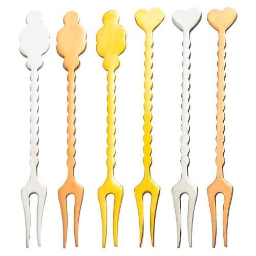 1 pcs Stainless Steel Fork Fruit Cute Tableware Toothpicks in One Small Forks for Children Mini Forks for Appetizers Kitchen