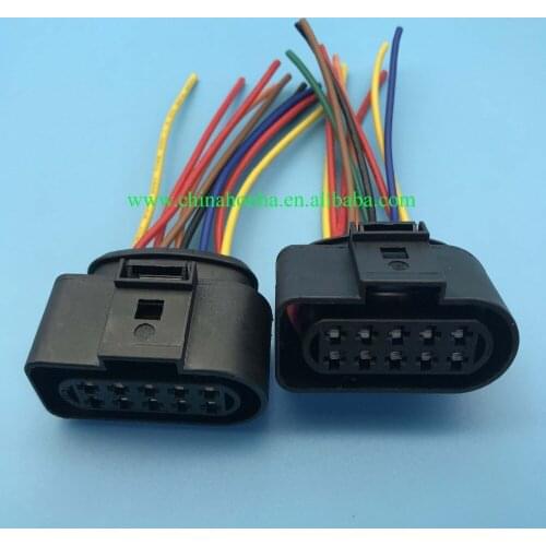 10 Pin Car HeadLight Headlamp Plug Pigtail Connector Wiring Adapter 1J0973735 1J0 973 735 with 10cm 18AWG wire