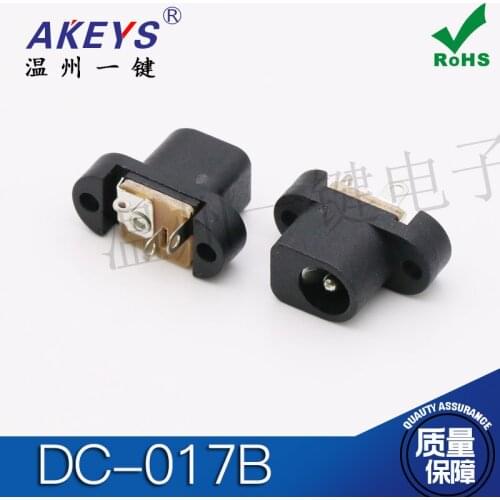 10PCS DC-017B DC power socket vertical straight plug 3-pin charging socket female seat high temperature with mounting holes