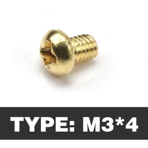100pcs M3*4 Brass Round Pan Head Phillips Screws Machine Screws Bolt
