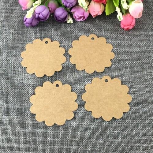 100PCS Flower Shaped White Brown Paper Cardboard Hang Tag Jewelry Head Card High Quality Gift Price Tag Accept Custom Logo 6x6cm