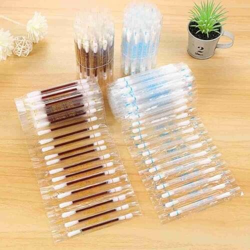 5pcs Multifunction Disinfected Stick Make Up Wood Iodine Disposable Medical Double Cotton Swab Makeup Portable Bar