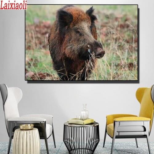 5D Diamond Painting Cross Stitch Wild boar painting 5D Square round Rhinestones Photo custom Diamond Embroidery Mosaic Handmade