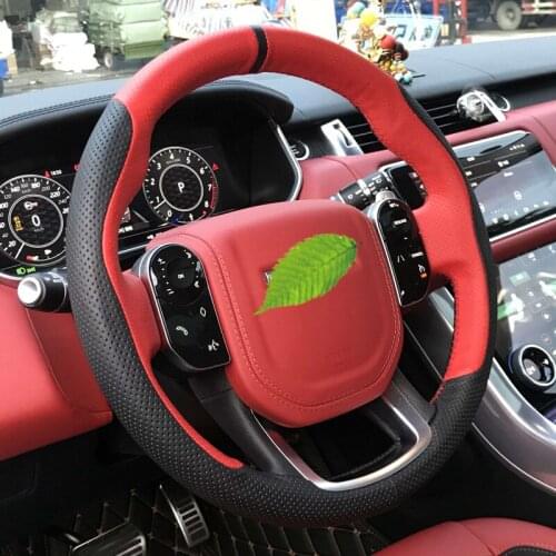 Steering wheel cover For Land Rover Range Rover Sport Discovery Evoque hand-stitched leather plush Grip Cover car accessories