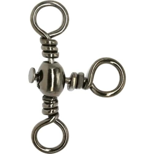 F1005 500pcs/lot Fishing Swivels 3 Way Barrel Swivel Cross-Line Swivels Rolling Swivel Size 5/0# to 12# Emerillones Pesca