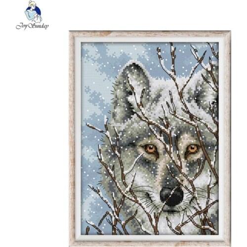 Joy Sunday Wolf 3 Counted Cross-stitch set 11CT Printed Fabric 14CT Canvas DMC Chinese DIY Handwork Embroidery Needlework
