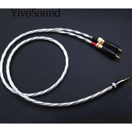 HIFI Nordost silver aux 3.5mm headset plug to 2rca jack Audio signal line Computer and audio connection cable 2rca cables