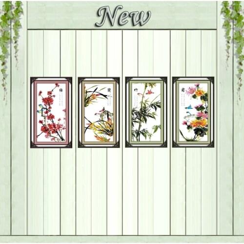 Plum flower Orchid Bamboo China style painting counted print on canvas DMC 11CT 14CT Cross Stitch kits embroider needlework Sets