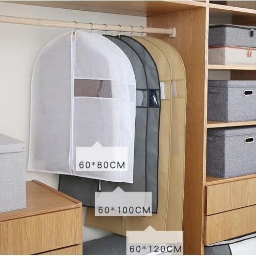Clothes Suit Coat Dust Cover Non-woven fabric Bag with Zipper Clothes Protector Storage Bag Wardrobe Closet Organizer