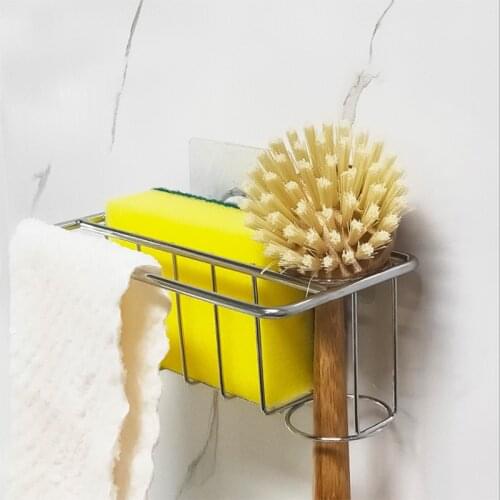 Kitchen Spoon Brush Sponge Shelf Hollow Out Super Convenient Wall Sticking Multifunctional