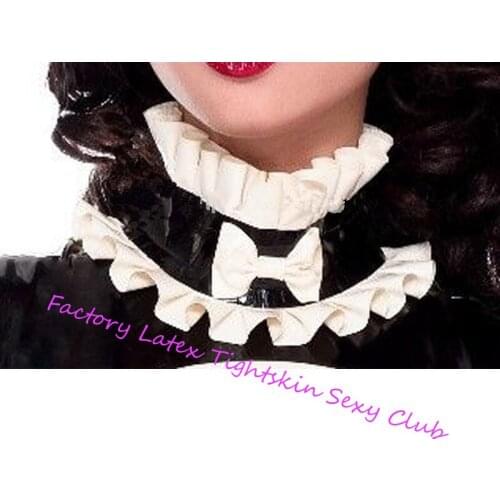Fashion Latex Rubber Princess style collar neck bows tie garter costume for Evening Club Party victorian